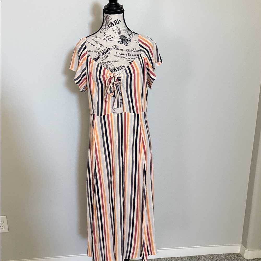 Leith Multicolor Striped Midi Dress